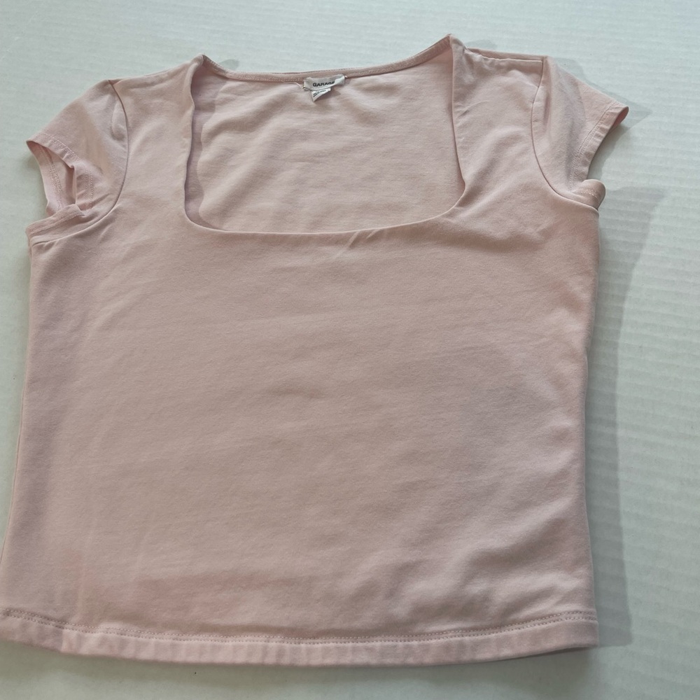 Pink Square Neck T-Shirt Garage Sz M